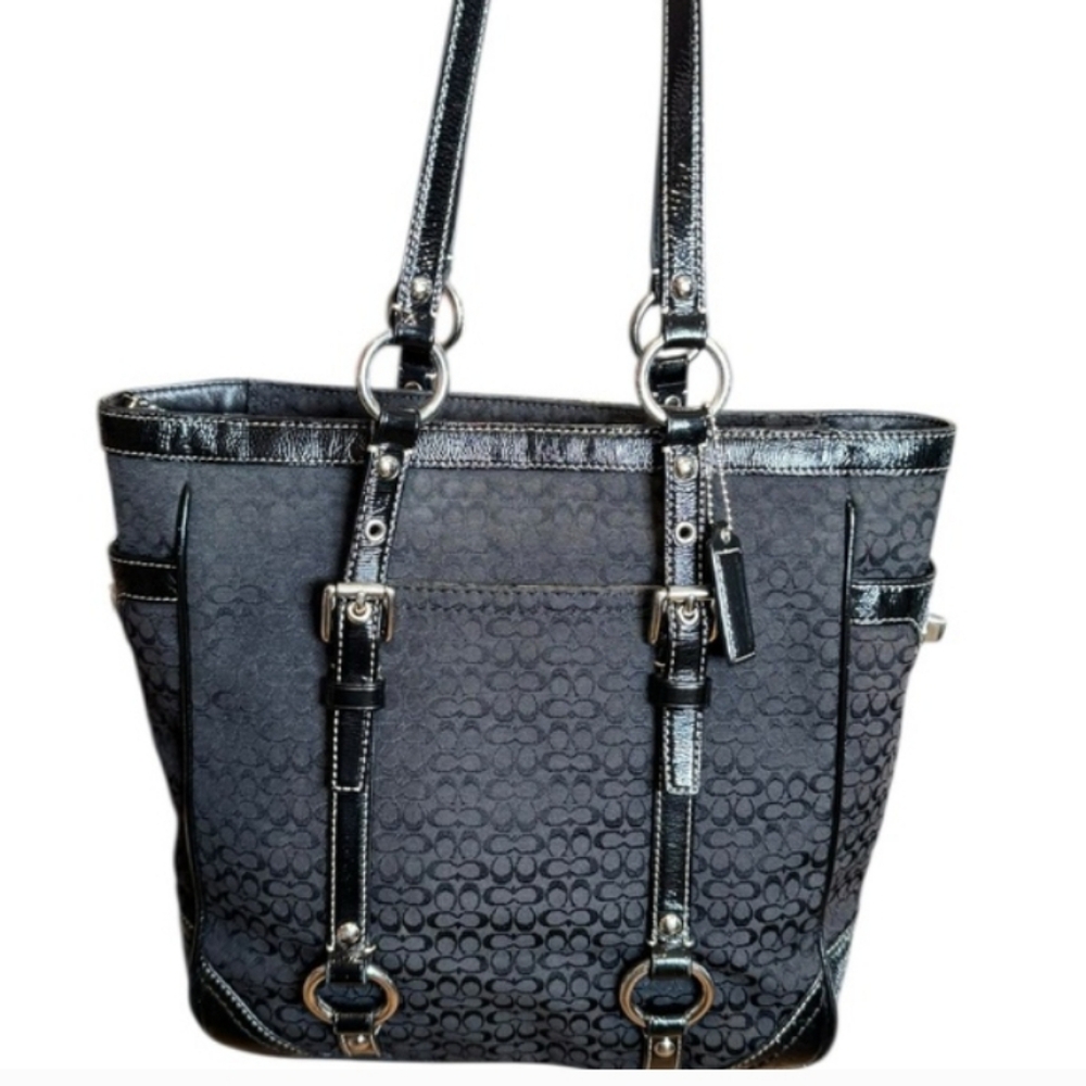 COACH BLACK SIGNATURE GALLERY TOTE VINTAGE